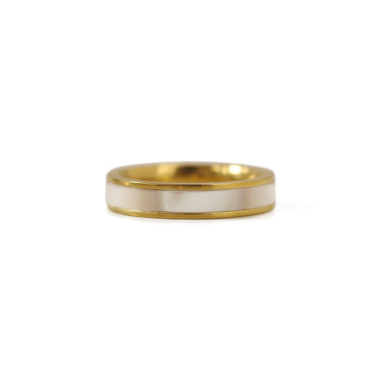 RING IN BRASS WITH 18K GOLD FINISH AND MOTHER-OF-PEARL
