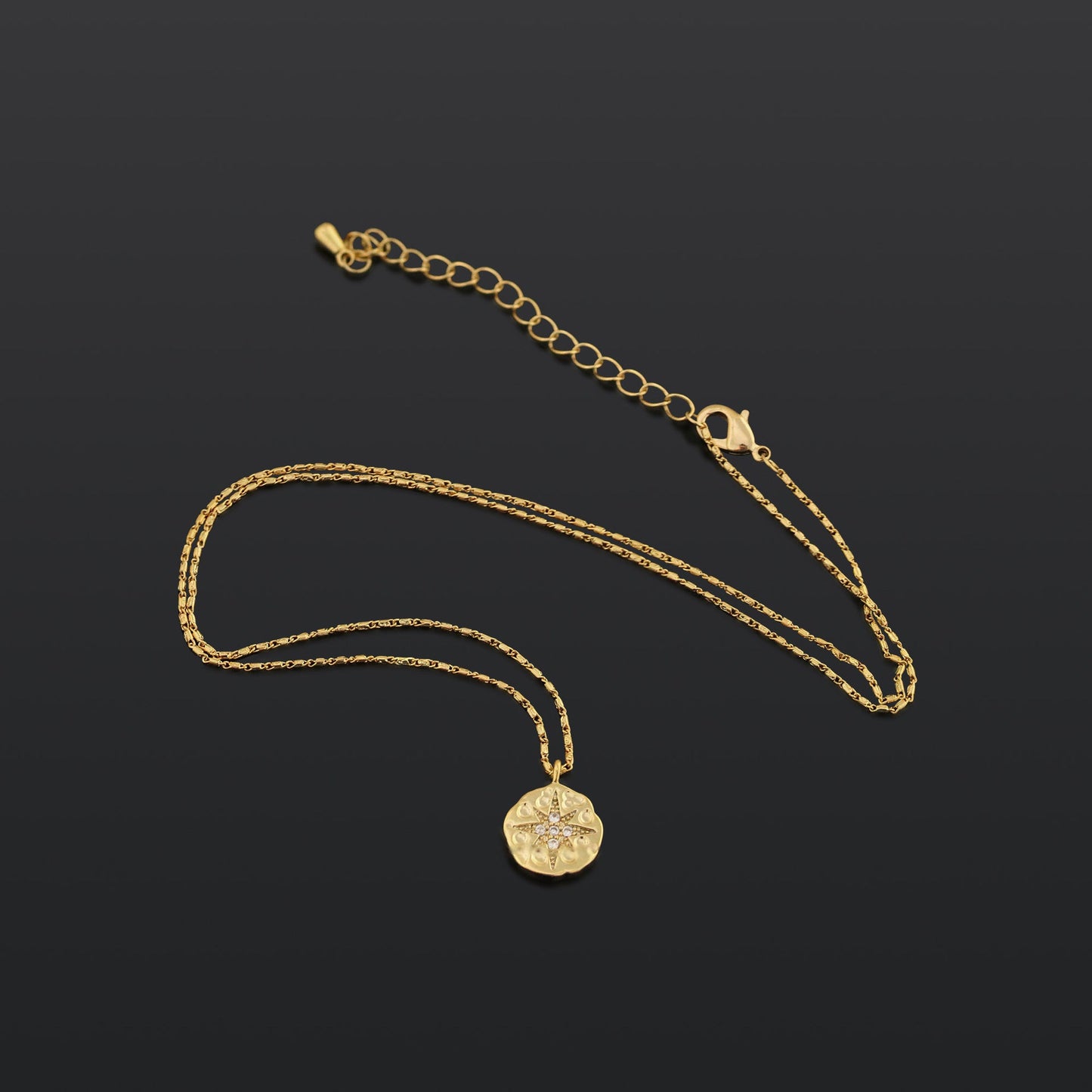 ALODIA COINS POLARIS STACKED NECKLACE IN BRASS WITH 18K GOLD FINISH STACKED