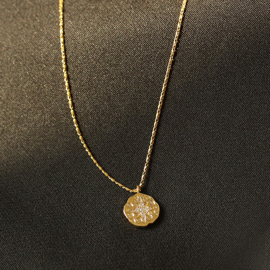 ALODIA COINS POLARIS STACKED NECKLACE IN BRASS WITH 18K GOLD FINISH STACKED