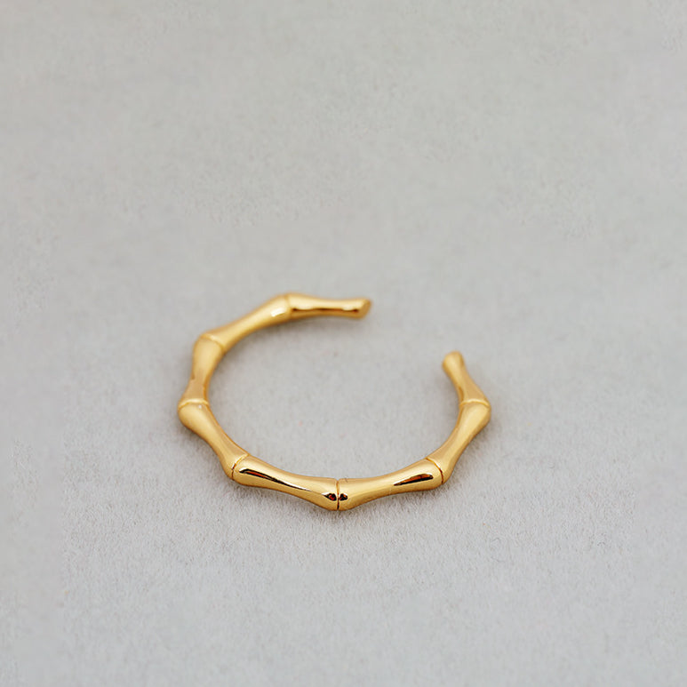 ALODIA BAMBOO RING IN BRASS WITH 18K GOLD FINISH