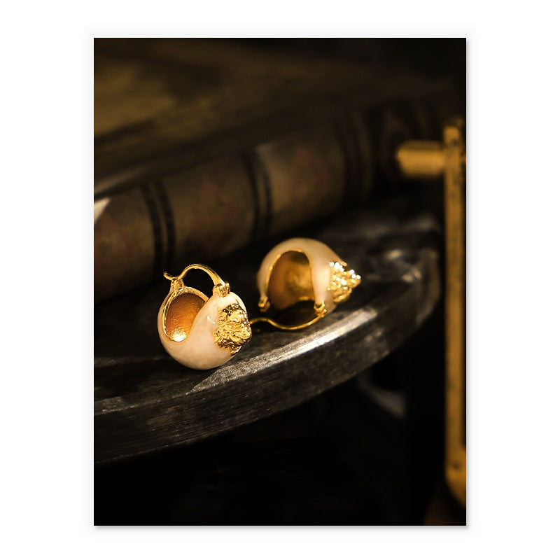 ALODIA EARRING IN BRASS WITH 18K GOLD FINISH AND ENAMEL