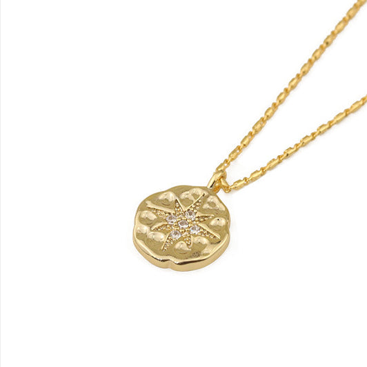 ALODIA COINS POLARIS STACKED NECKLACE IN BRASS WITH 18K GOLD FINISH STACKED