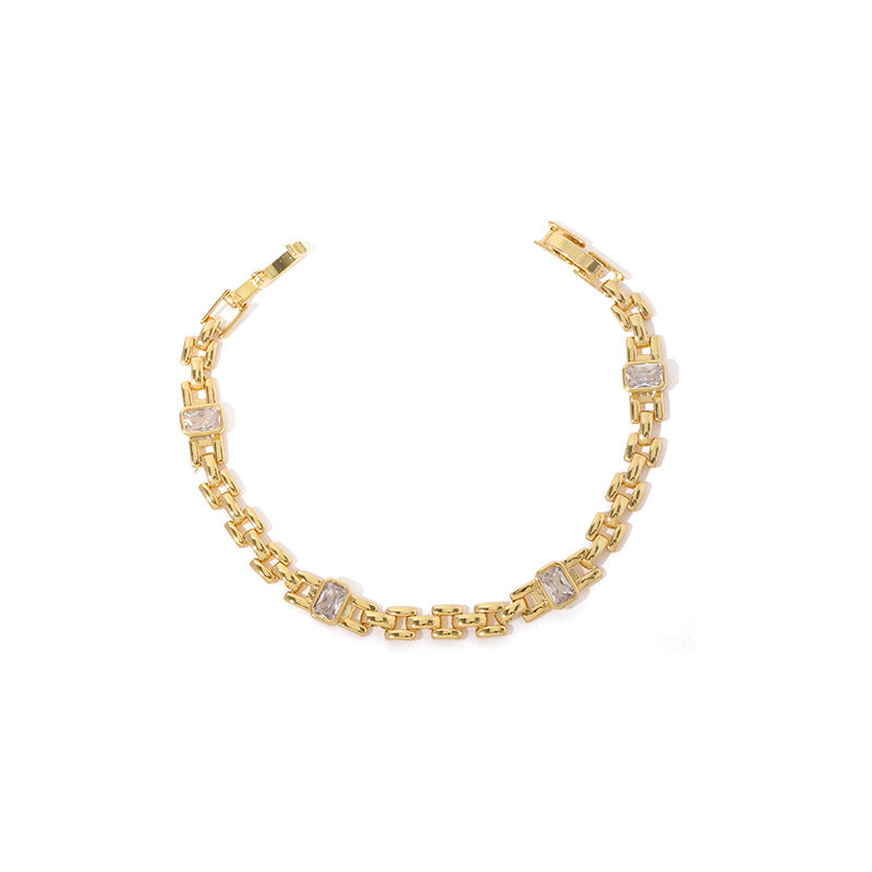 ALODIA WATCHBAND BRACELET IN BRASS WITH 18K GOLD FINISH AND ZIRCON WATCHBAND STYLE