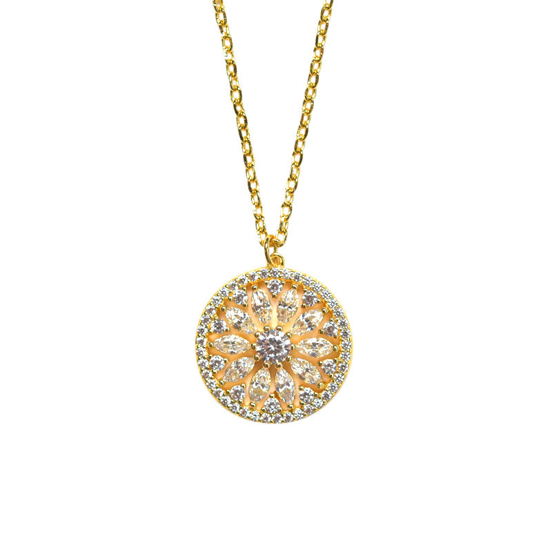 ALODIA SUNFLOWER NECKLACE IN 925 SILVER WITH 14K GOLD FINISH AND ZIRCON