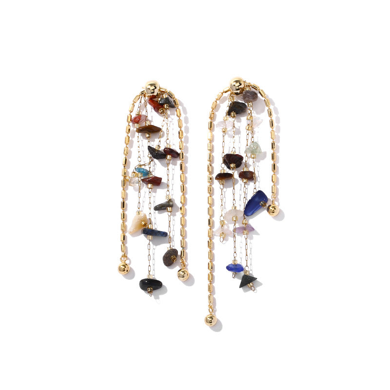 EARRING IN BRASS WITH 18K GOLD FINISH AND NATURAL STONES