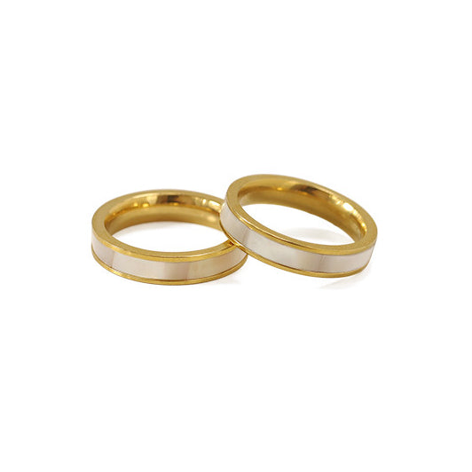RING IN BRASS WITH 18K GOLD FINISH AND MOTHER-OF-PEARL