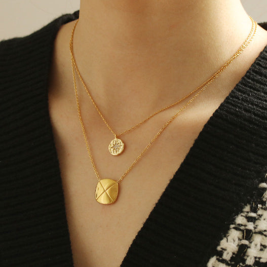 ALODIA COINS POLARIS STACKED NECKLACE IN BRASS WITH 18K GOLD FINISH STACKED