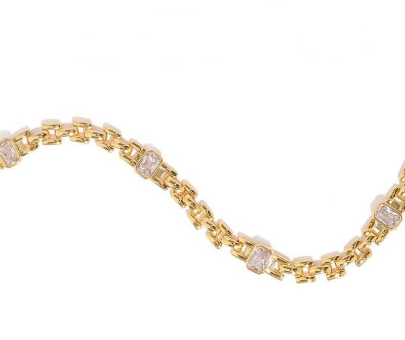 ALODIA WATCHBAND BRACELET IN BRASS WITH 18K GOLD FINISH AND ZIRCON WATCHBAND STYLE