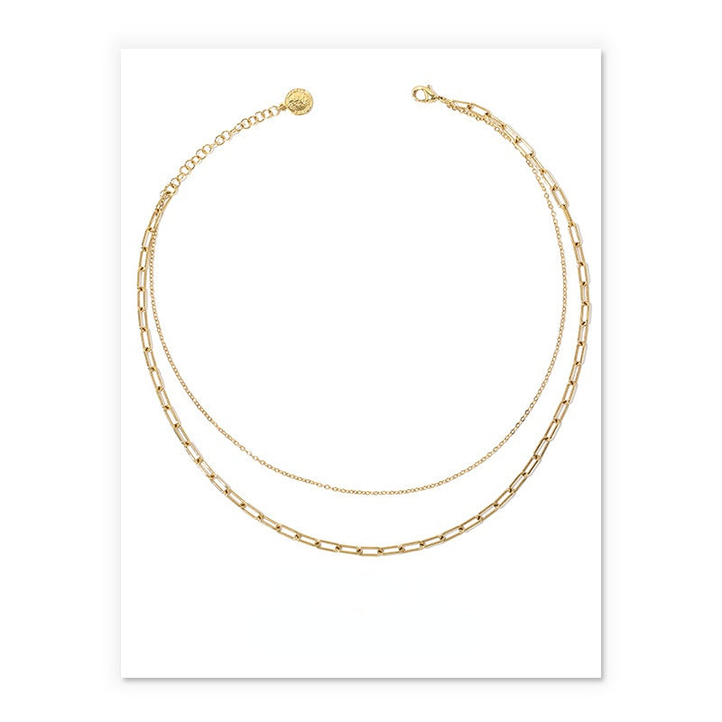 ALODIA STACKED NECKLACE IN BRASS WITH 18K GOLD FINISH STACKED
