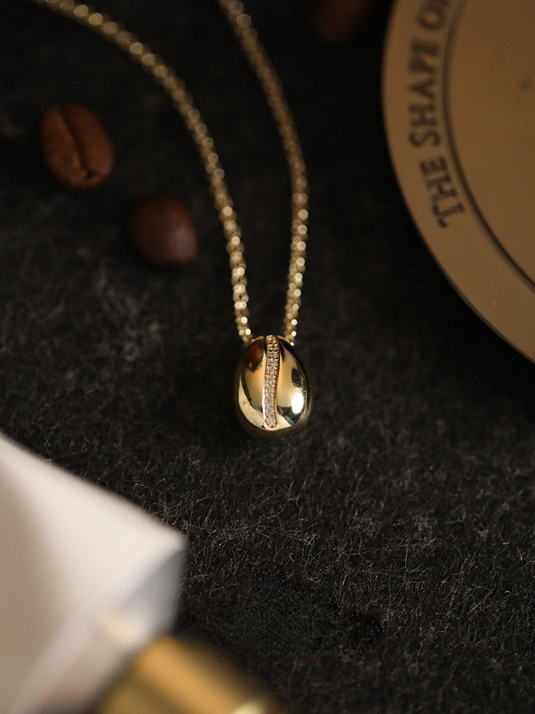 ALODIA COFFEE  NECKLACE IN 925 SILVER  WITH 18K GOLD FINISH AND ZIRCON