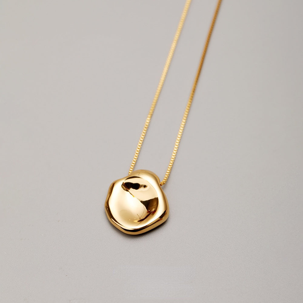 ALODIA  MIRROR NECKLACE IN BRASS WITH 18K GOLD FINISH 