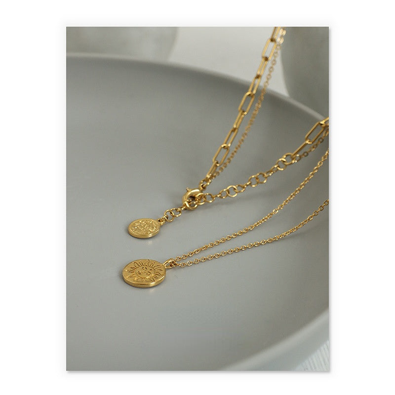 ALODIA  STACKED NECKLACE IN BRASS WITH 18K GOLD FINISH  STACKED