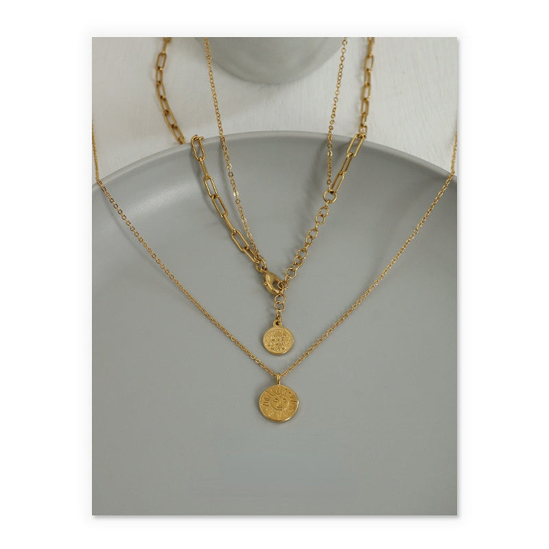 ALODIA  STACKED NECKLACE IN BRASS WITH 18K GOLD FINISH  STACKED