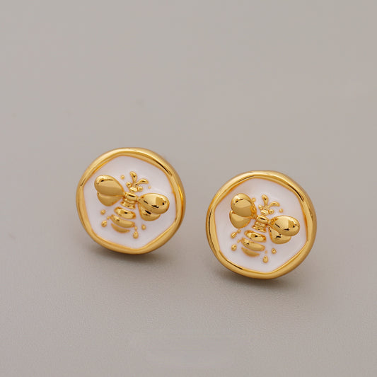 ALODIA  BEE  EARRING IN BRASS WITH 18K GOLD FINISH AND ENAMEL