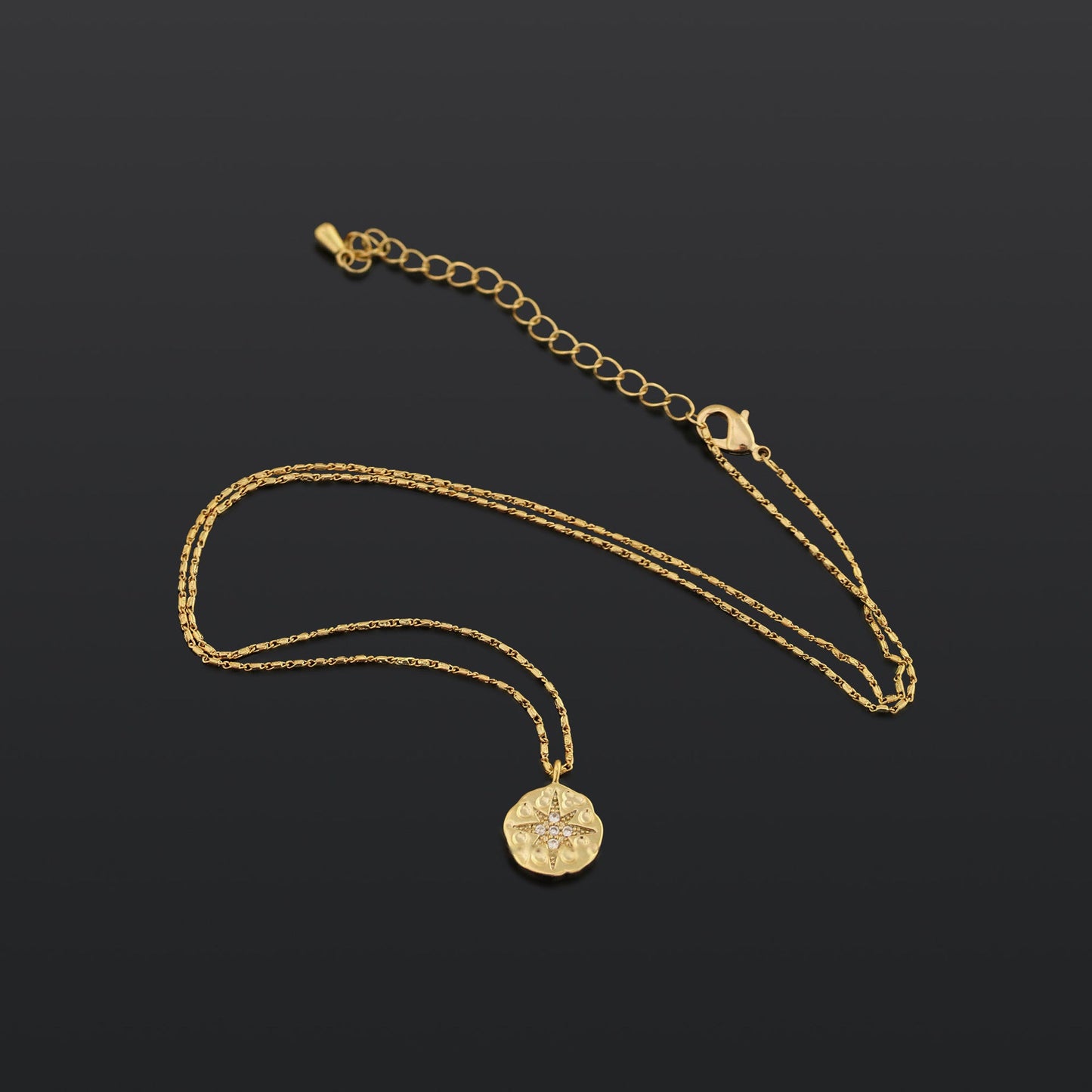 ALODIA COINS POLARIS STACKED NECKLACE IN BRASS WITH 18K GOLD FINISH  STACKED