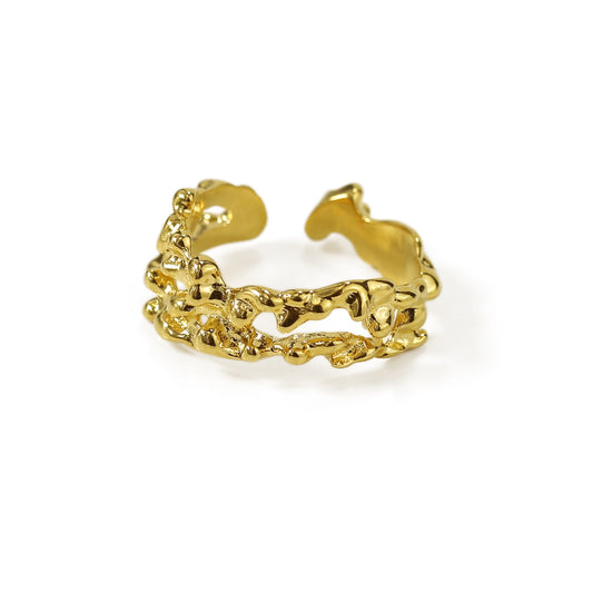 ALODIA  FLOWING RING IN BRASS WITH 18K GOLD FINISH 