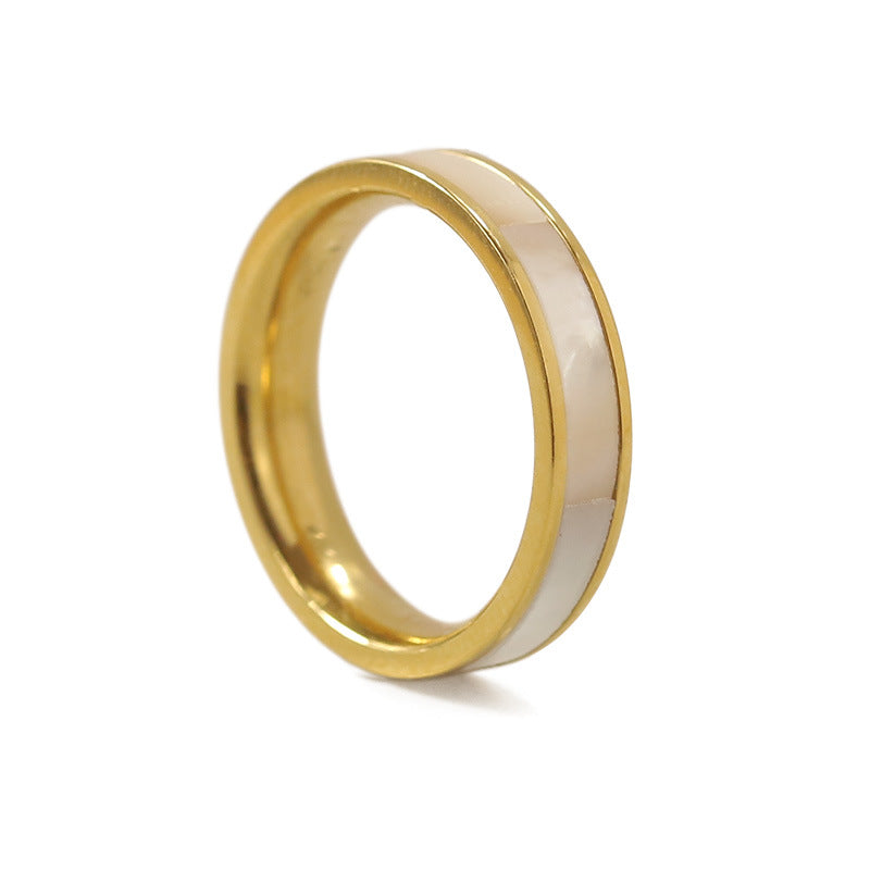 RING IN BRASS WITH 18K GOLD FINISH AND MOTHER-OF-PEARL