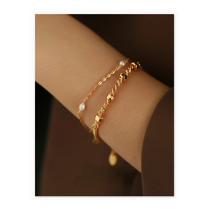 ALODIA  BRACELET IN BRASS WITH 18K GOLD FINISH 