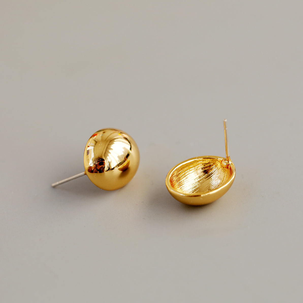 ALODIA  SMALL SUGAR BEAN EARRING IN BRASS WITH 18K GOLD FINISH 