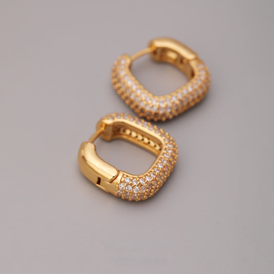 ALODIA  EARRING IN BRASS WITH 18K GOLD FINISH AND ZIRCON ELEGANT