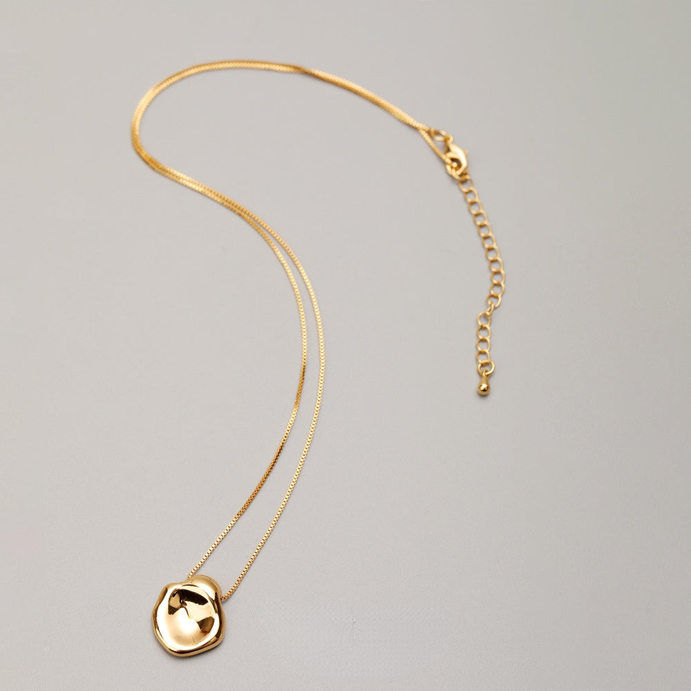 ALODIA  MIRROR NECKLACE IN BRASS WITH 18K GOLD FINISH 