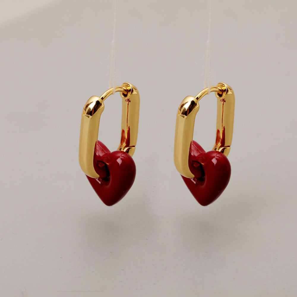 ALODIA COEUR EARRING IN BRASS WITH 18K GOLD FINISH AND ENAMEL