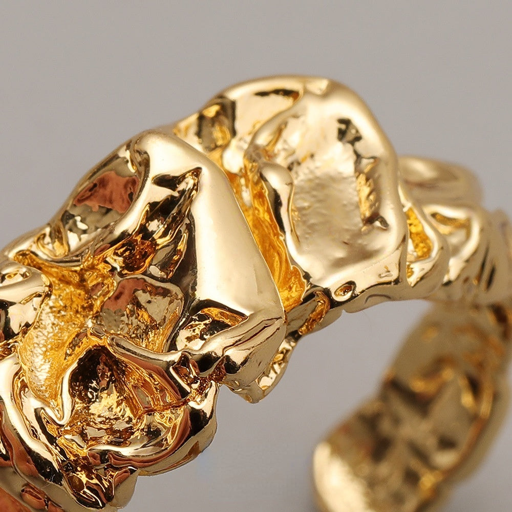 ALODIA  FLOWING RING IN BRASS WITH 18K GOLD FINISH ADJUSTABLE