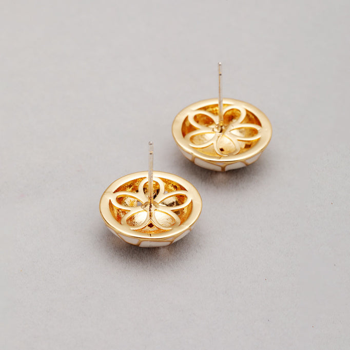 ALODIA  VINTAGE STYLE  EARRING IN BRASS WITH 18K GOLD FINISH AND ENAMEL