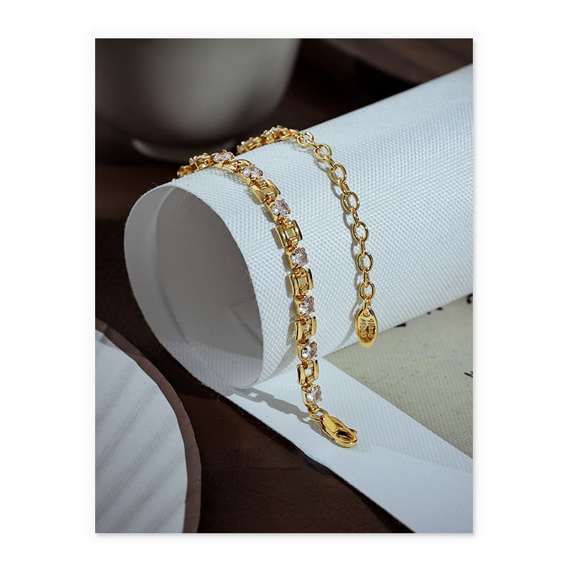 ALODIA WATCHBAND BRACELET IN BRASS WITH 18K GOLD FINISH AND ZIRCON