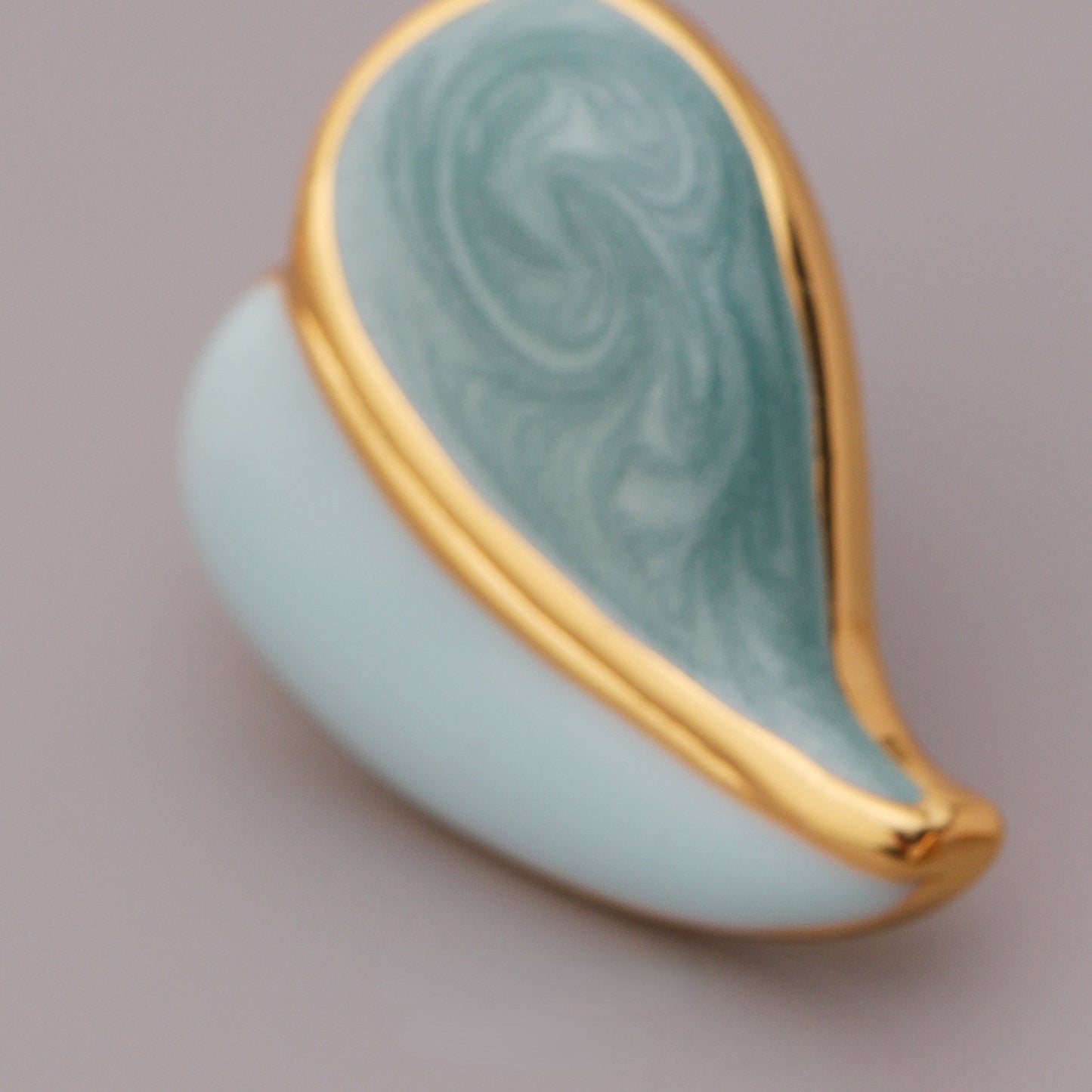 ALODIA  LOVE MINT GREEN EARRING IN BRASS WITH 18K GOLD FINISH AND ENAMEL