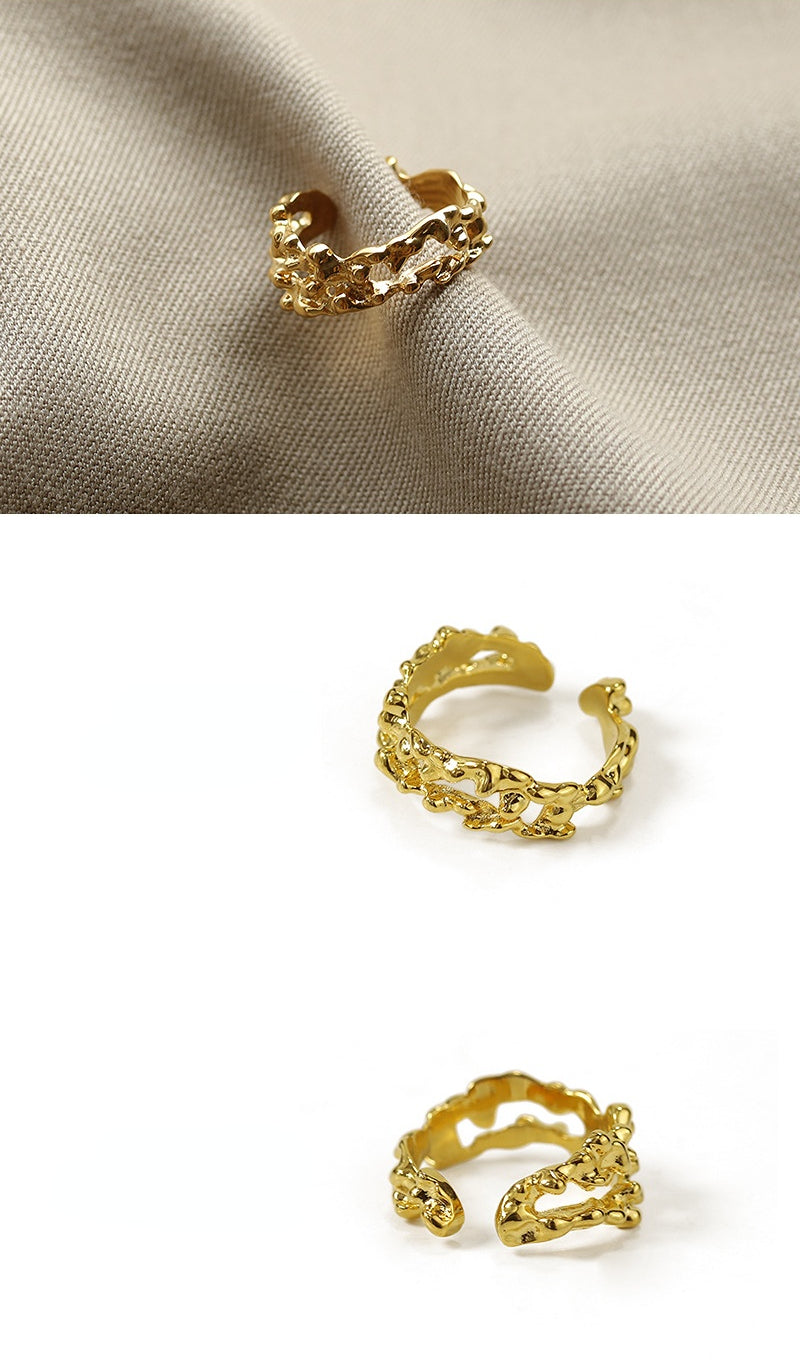 ALODIA  FLOWING RING IN BRASS WITH 18K GOLD FINISH 