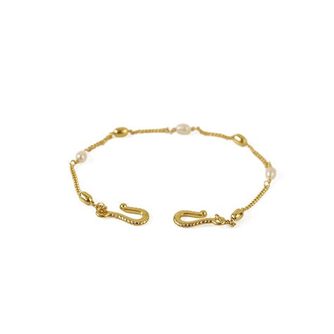 ALODIA  BRACELET IN BRASS WITH 18K GOLD FINISH AND  BAR0QUE PEARLS