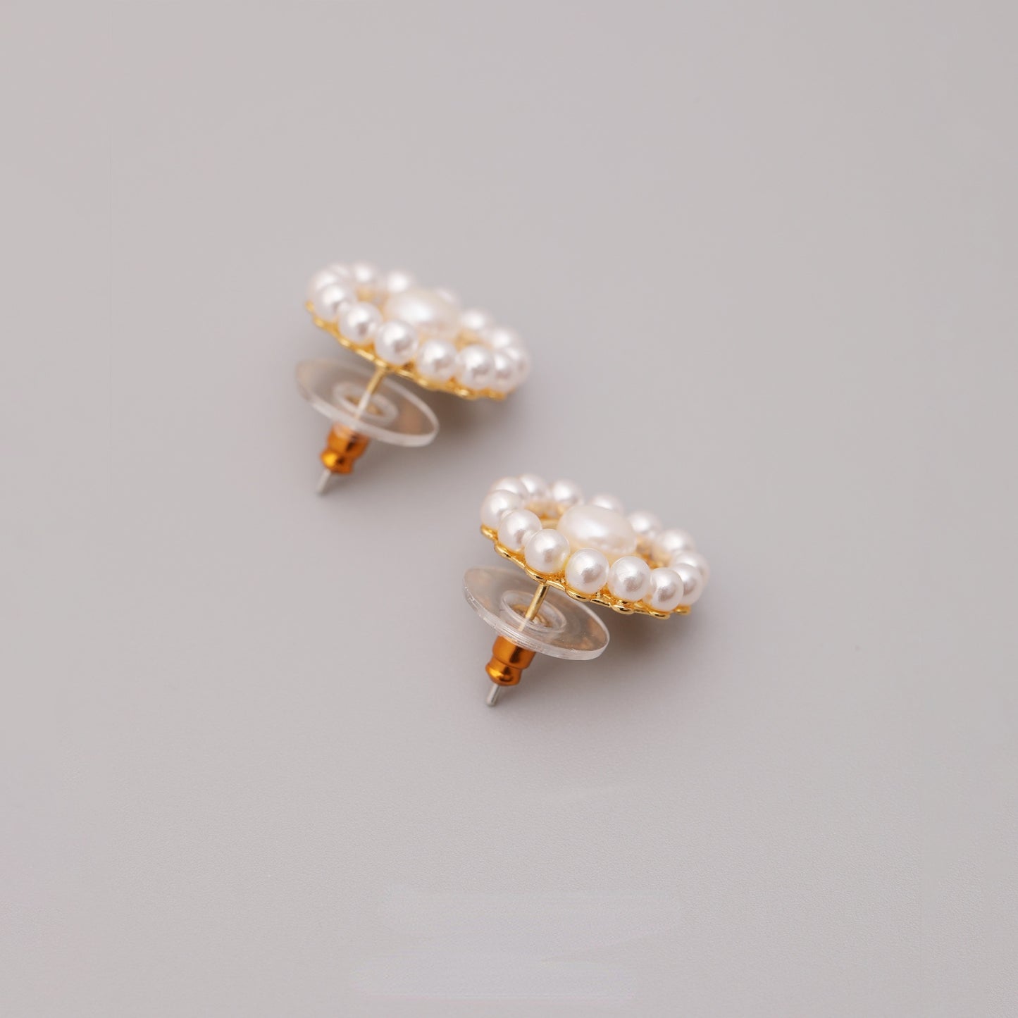 ALODIA  SUN FLOWER EARRING IN BRASS WITH 18K GOLD FINISH AND PEARLS