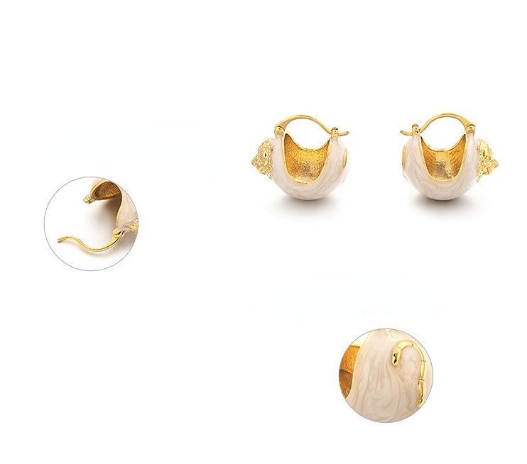 ALODIA  EARRING IN BRASS WITH 18K GOLD FINISH AND ENAMEL