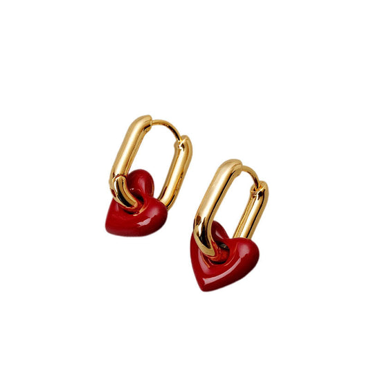 ALODIA COEUR EARRING IN BRASS WITH 18K GOLD FINISH AND ENAMEL