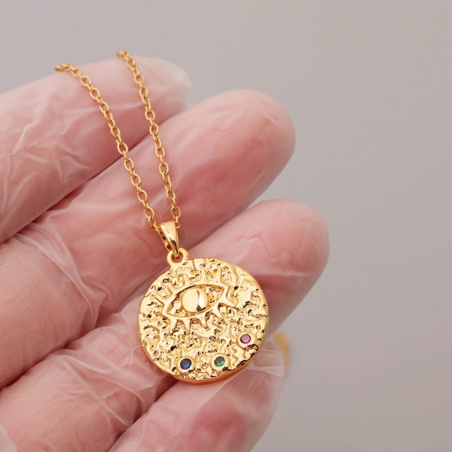 ALODIA  NECKLACE IN BRASS WITH 18K GOLD FINISH AND ZIRCON