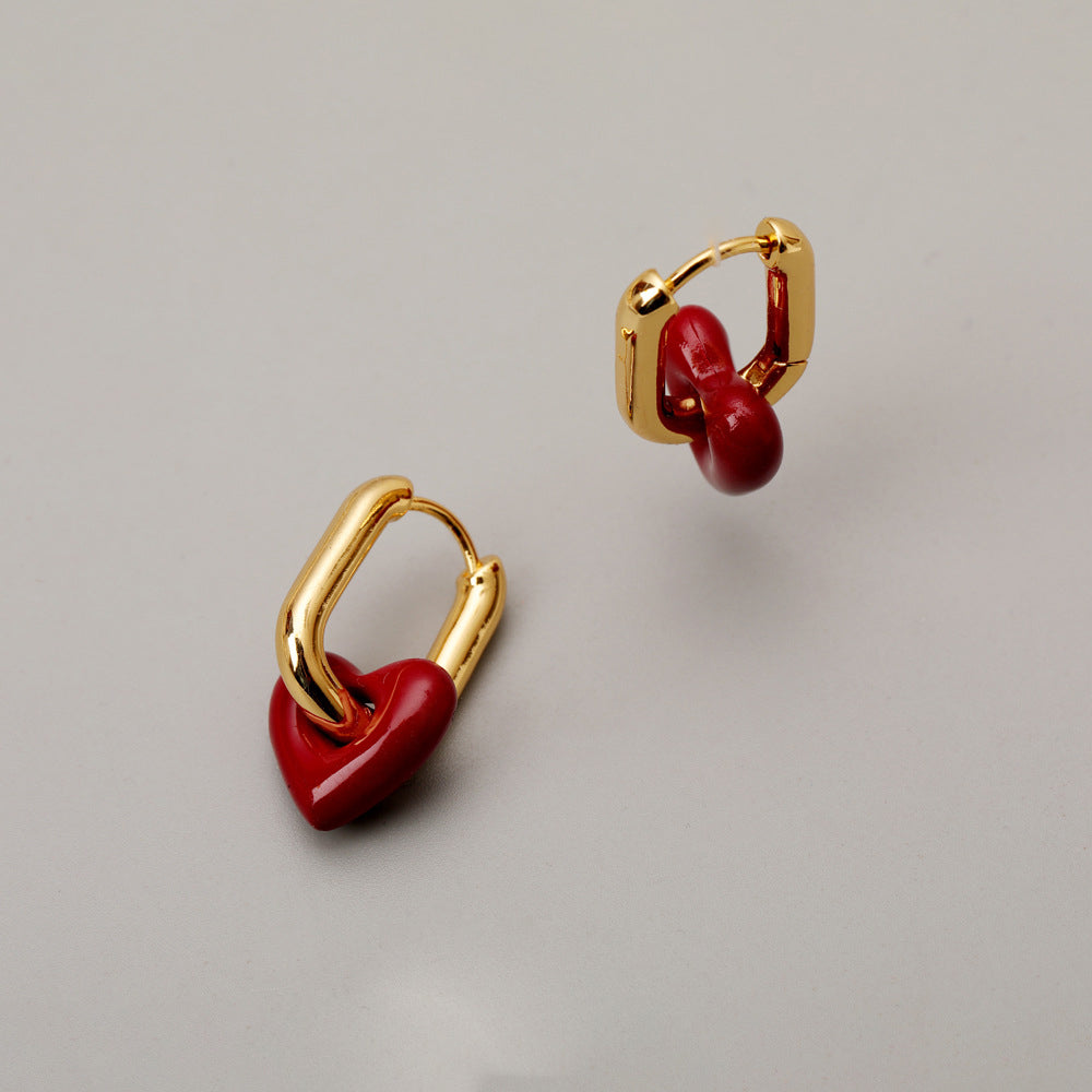 ALODIA COEUR EARRING IN BRASS WITH 18K GOLD FINISH AND ENAMEL