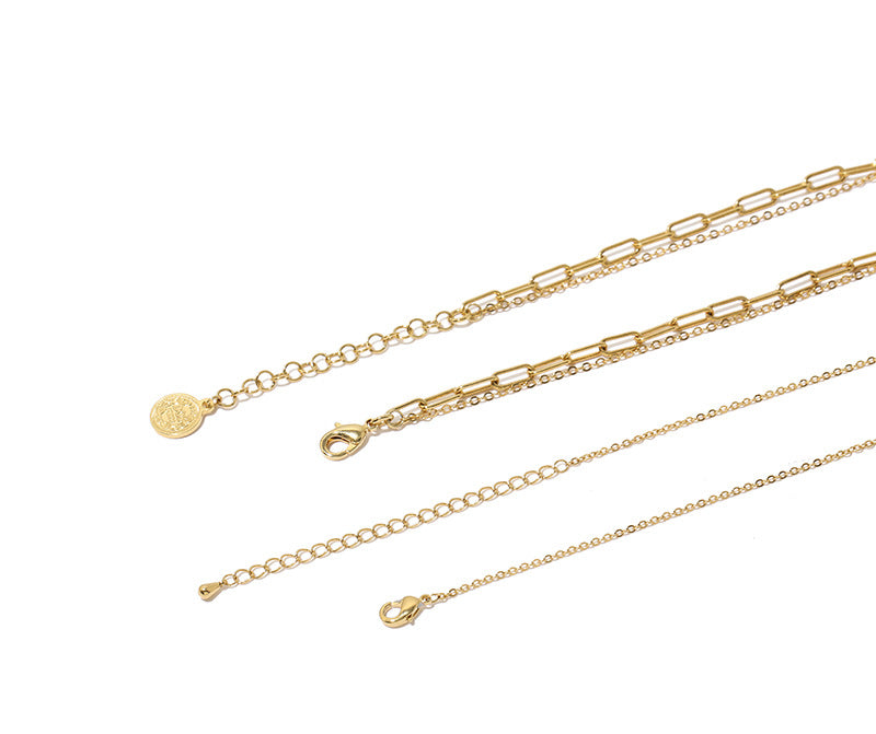 ALODIA  STACKED NECKLACE IN BRASS WITH 18K GOLD FINISH  STACKED