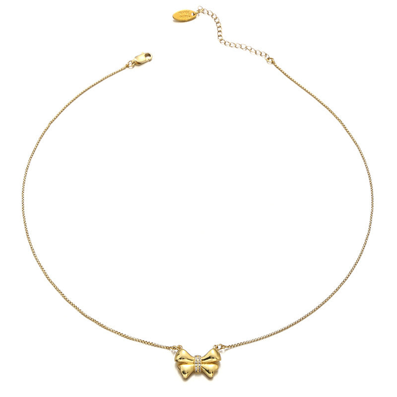 ALODIA NECKLACE IN BRASS WITH 18K GOLD FINISH AND ZIRCON