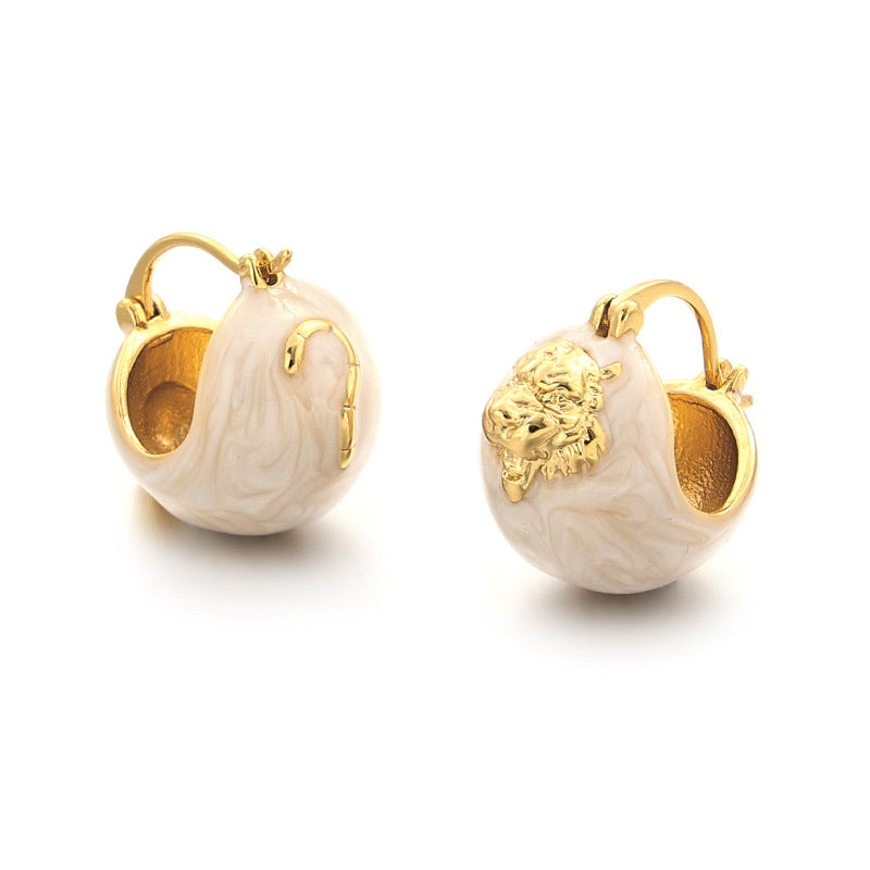 ALODIA  EARRING IN BRASS WITH 18K GOLD FINISH AND ENAMEL