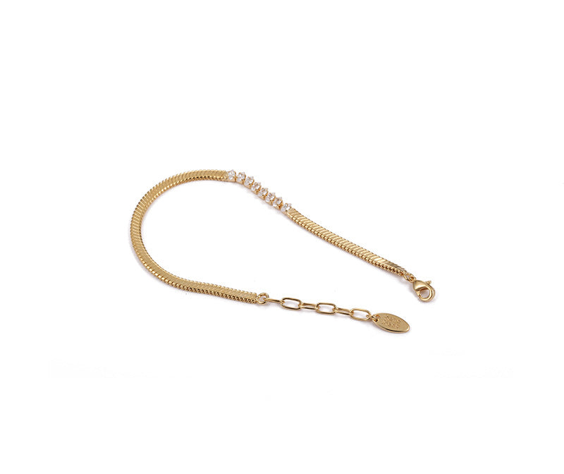 ALODIA  BRACELET IN BRASS WITH 18K GOLD FINISH AND ZIRCON