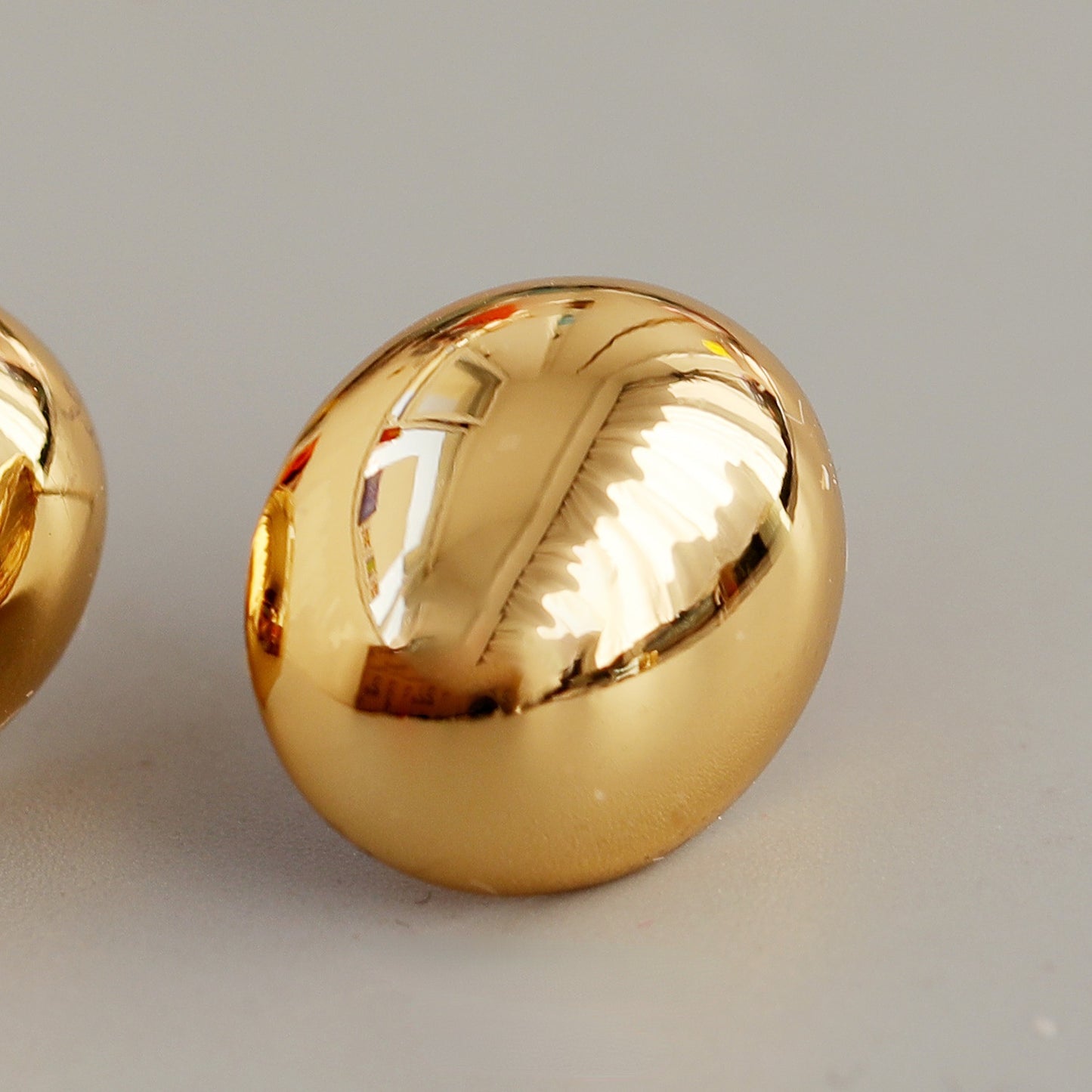 ALODIA  SMALL SUGAR BEAN EARRING IN BRASS WITH 18K GOLD FINISH 