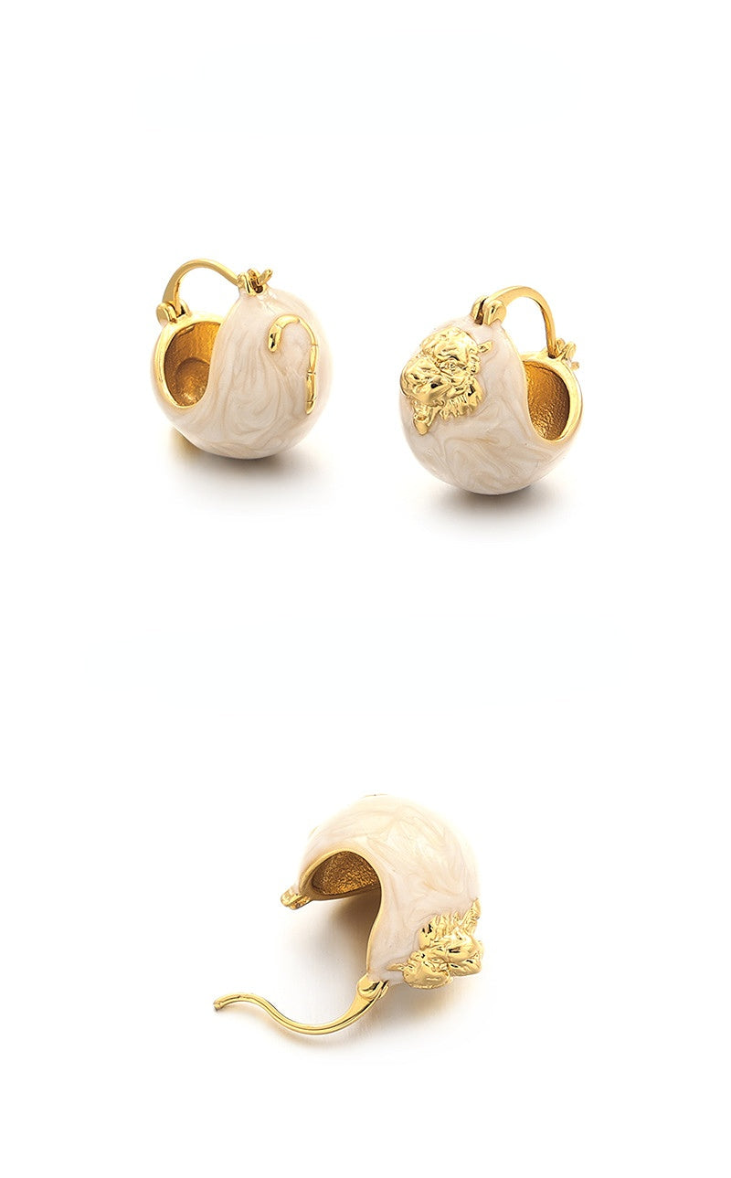 ALODIA  EARRING IN BRASS WITH 18K GOLD FINISH AND ENAMEL