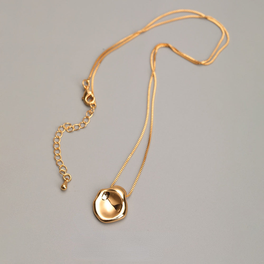 ALODIA  MIRROR NECKLACE IN BRASS WITH 18K GOLD FINISH 