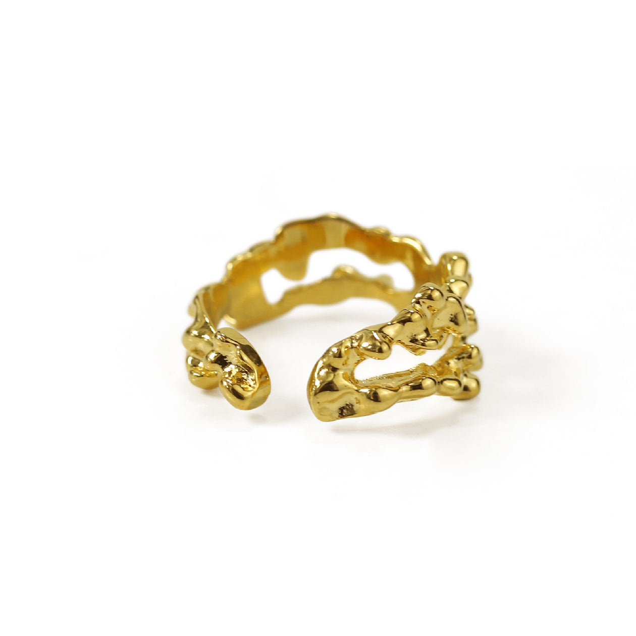 ALODIA  FLOWING RING IN BRASS WITH 18K GOLD FINISH 