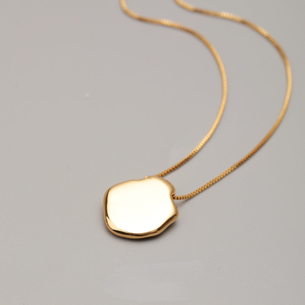 ALODIA  MIRROR NECKLACE IN BRASS WITH 18K GOLD FINISH 