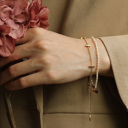 ALODIA  BRACELET IN BRASS WITH 18K GOLD FINISH 