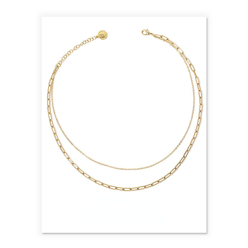 ALODIA  STACKED NECKLACE IN BRASS WITH 18K GOLD FINISH  STACKED